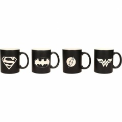 Set of Mugs SD Toys Universo DC Black 4 Pieces (4 Units)