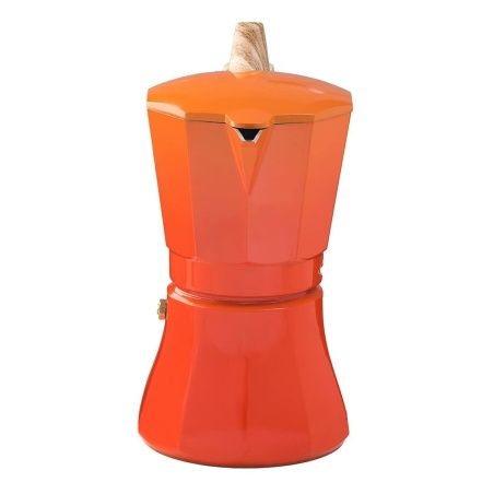 Italian Coffee Pot Oroley Petra 9 Cups Orange Aluminium