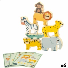 Building Game + Figures Woomax animals 16 Pieces 7 x 7 x 1,5 cm (6 Units)
