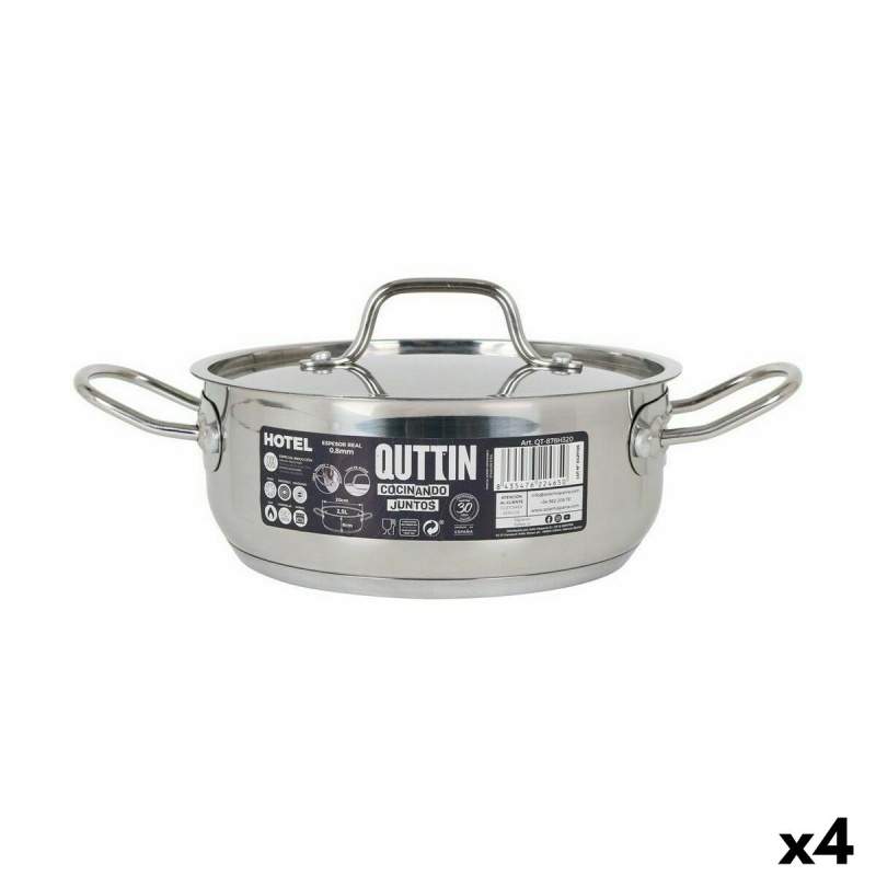 Casserole with lid Quttin Hotel Steel ø 20 x 8 cm (4 Units)