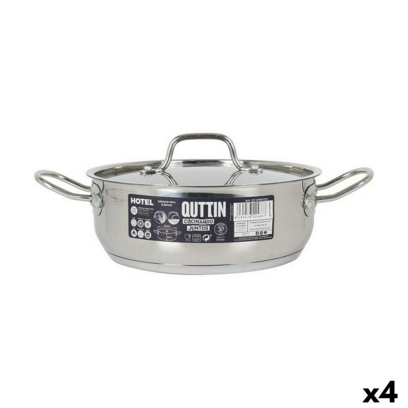 Casserole with lid Quttin Hotel Steel ø 22 x 8 cm (4 Units)