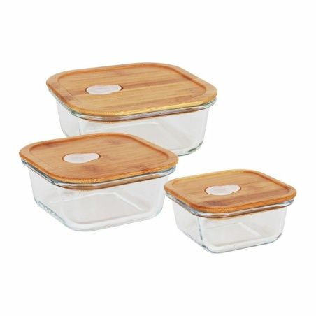 Set di 3 scatole porta pranzo Quttin Quadrato Bambù (6 Unità)