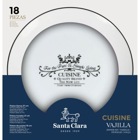 Tableware Santa Clara Cuisine 18 Pieces Porcelain Circular (2 Units)