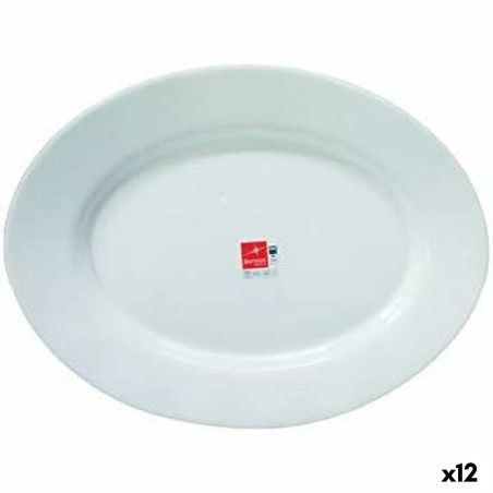 Teglia da Cucina Bormioli Toledo Bianco Vetro Ovale 34 x 26,5 x 1,8 cm (12 Unità)