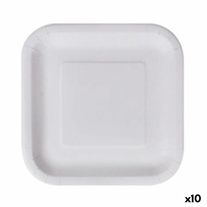 Set di piatti Algon Monouso Bianco Cartone Quadrato 23 cm (10 Unità)