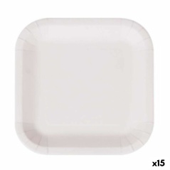 Set di piatti Algon Monouso Bianco Cartone Quadrato 26 cm (15 Unità)