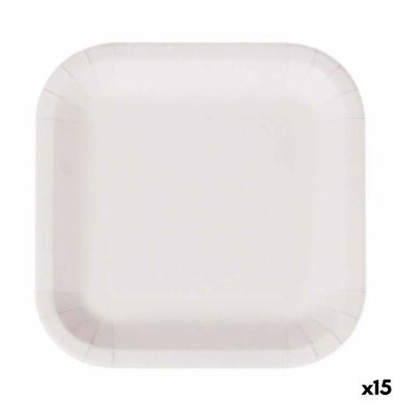 Plate set Algon Disposable White Cardboard Squared 26 cm (15 Units)