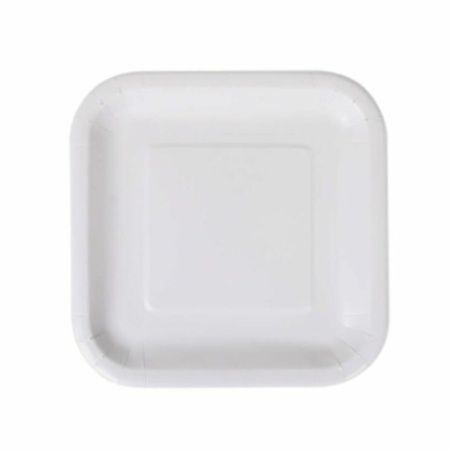 Plate set Algon Disposable White Cardboard Squared 20 cm (36 Units)