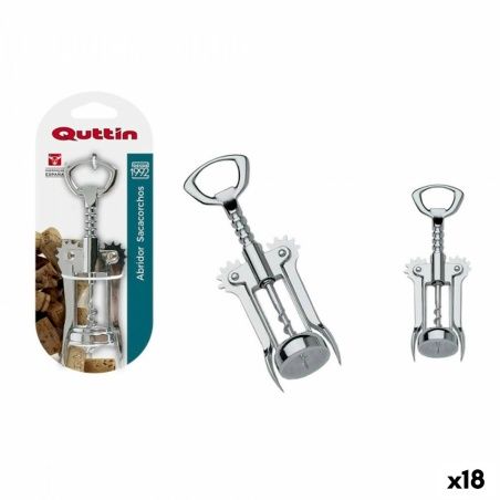 Bottle Opener with Corkscrew Quttin Stainless steel 16,5 cm (18 Units)