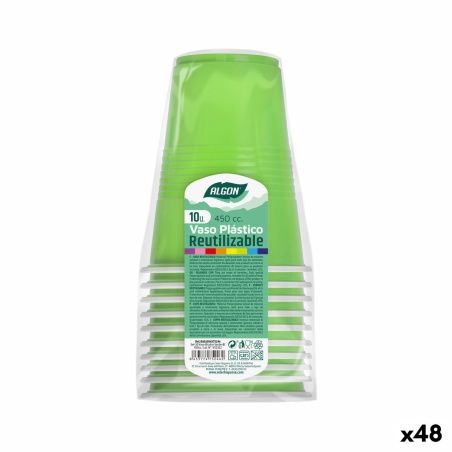 Set di bicchieri riutilizzabili Algon Verde 48 Unità 450 ml (10 Pezzi)