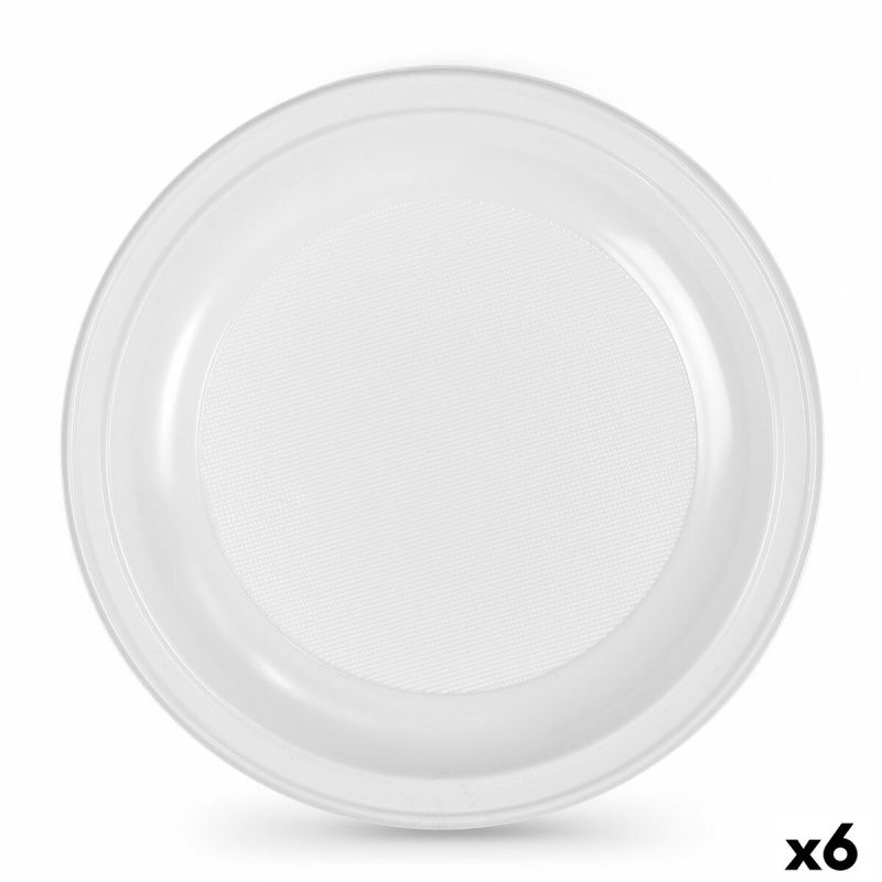 Set di piatti riutilizzabili Algon Rotondo Bianco Plastica 25 x 25 x 2,5 cm (6 Unità)