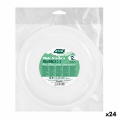 Set of reusable plates Algon Circular White Plastic 28 x 28 x 2 cm (24 Units)
