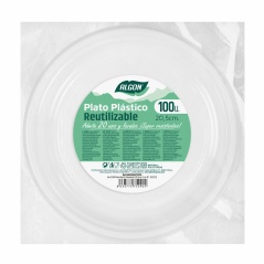 Set di piatti riutilizzabili Algon Rotondo Bianco Plastica 20,5 x 2 cm (6 Unità)