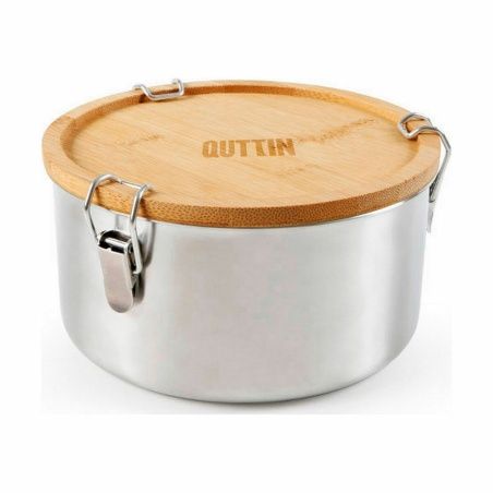 Lunch box Quttin Stainless steel Bamboo 17 x 9 cm (6 Units)