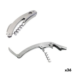 Corkscrew with foil cutter and bottle opener Wooow Stainless steel 11 x 2,2 cm (36 Units)