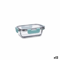 Hermetic Lunch Box Quid Purity Rectangular 370 ml Transparent Glass (12 Units)