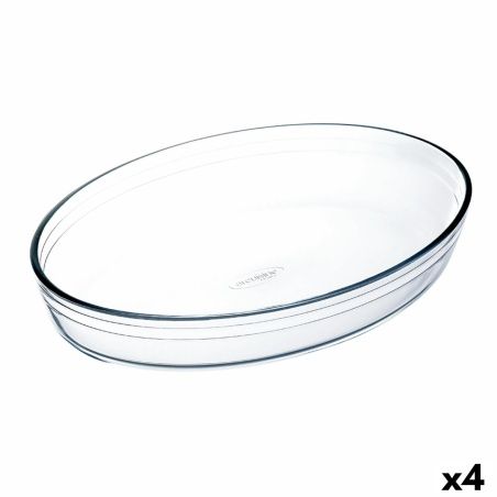 Oven Dish Ô Cuisine Oval 40 x 28 x 7 cm Transparent Glass (4 Units)