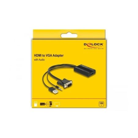 Adattatore HDMI con VGA con Audio DELOCK 64172 Nero 25 cm
