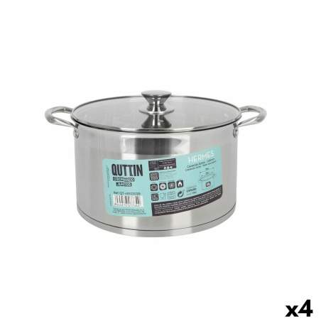 Pot with Glass Lid Quttin Hermes Steel 10 L (4 Units)