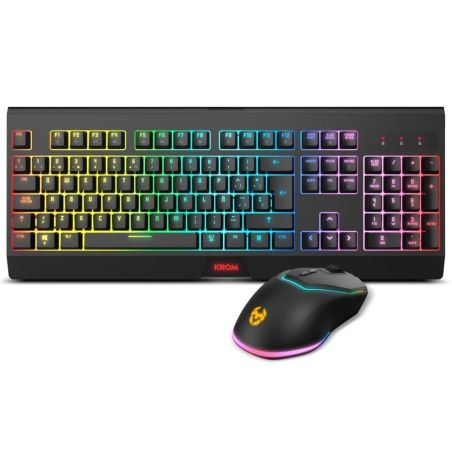 Keyboard Krom NXKROMKBLSP Black Multicolour Spanish Qwerty QWERTY