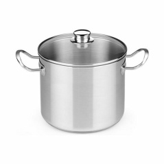 Pot with Glass Lid BRA D219485 6,5 L Stainless steel Steel Metal Stainless steel 18/10
