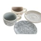 Set of Mugs with Saucers Home ESPRIT Blue Beige Metal Dolomite 180 ml (2 Units)