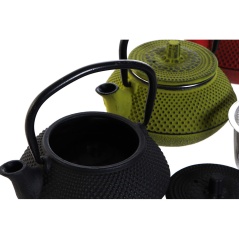 Teapot DKD Home Decor Black Red Green Stainless steel (3 Units)