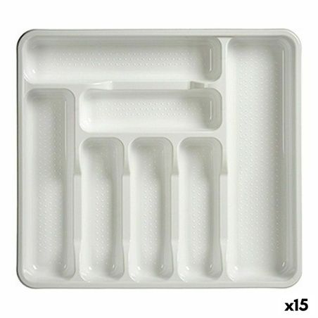 Cutlery Organiser White Plastic (39 x 4,5 x 42,5 cm) (15 Units)