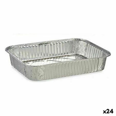 Set of Kitchen Dishes Disposable Rectangular Aluminium 31,5 x 6,5 x 20,5 cm (24 Units)