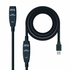 USB Extension Cable NANOCABLE 10.01.0312 Black 10 m