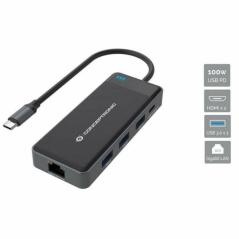 USB Hub Conceptronic DONN14G Black Grey 100 W (1 Unit)