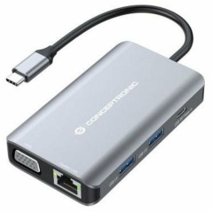 Hub USB Conceptronic DONN21G Nero Grigio 100 W (1 Unità)