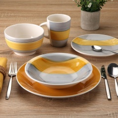 Dinnerware Set Versa Leanne Yellow Stoneware 26,5 x 26,5 cm 18 Pieces