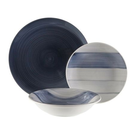 Dinnerware Set Versa Leanne Dark blue Stoneware 26,5 x 26,5 cm 18 Pieces