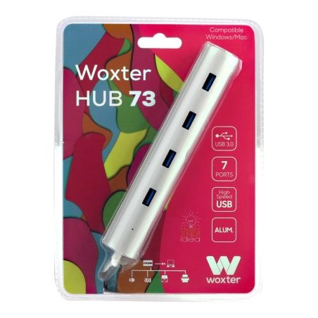 USB Hub Woxter PE26-142 White Silver Aluminium (1 Unit)