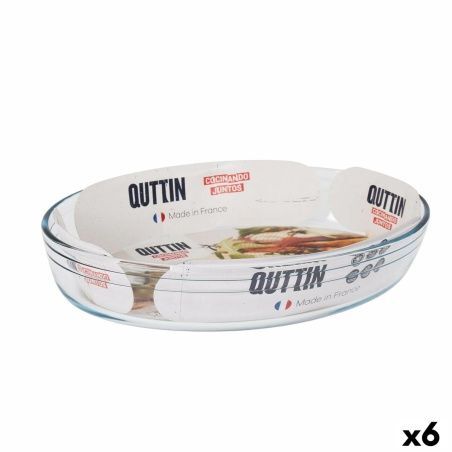 Oven Dish Quttin Transparent Glass Oval 3,4 L 35,1 x 24,1 x 6,5 cm (6 Units)