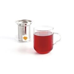 Cup with Tea Filter Quid Serenia Transparent Glass Stainless steel 350 ml (12 Units)