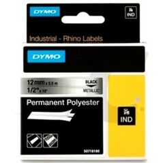 Laminated Tape for Labelling Machines Dymo Rhino Black Silver 12 x 5,5 mm (5 Units)