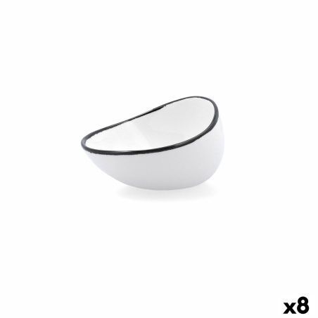 Bowl Ariane Vital Filo White Black Ceramic 12,5 cm (8 Units)