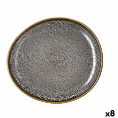 Flat Plate Ariane Jaguar Freckles Brown Ceramic Oval 25 cm (8 Units)