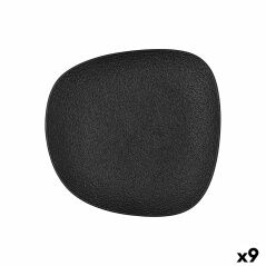 Flat Plate Bidasoa Fosil Black Ceramic Squared 21,1 x 20,3 x 2,3 cm (9Units)