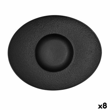 Piatto Fondo Bidasoa Fosil Nero Ceramica Ovale 27,3 x 22,2 x 5,7 cm (8 Unità)