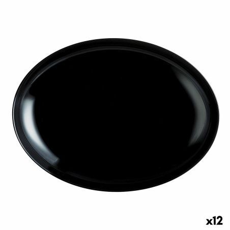 Flat Plate Luminarc Friends Time Black Glass 30 x 26 cm Meat (12 Units)