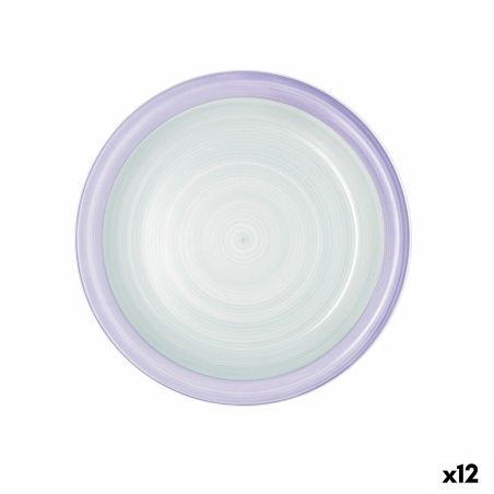 Flat Plate Quid Kaleido Green Purple Ceramic 27 cm (12 Units)