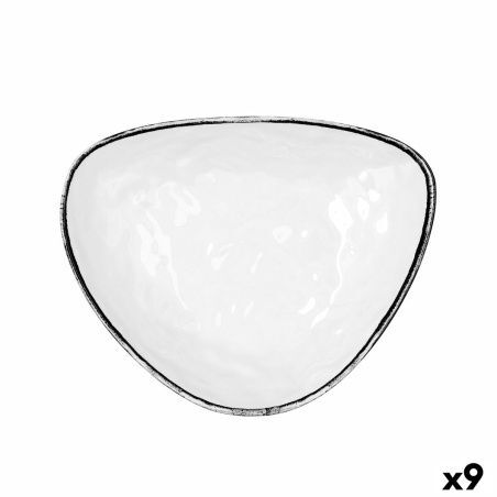 Piatto da pranzo Quid Select Filo Bianco Nero Plastica Triangolare 26 x 21 x 5,9 cm (9 Unità)