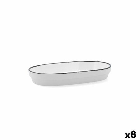 Snack tray Ariane Vital Filo White Black Ceramic Aluminium Oxide 17,3 x 2,6 x 10 cm (8 Units)