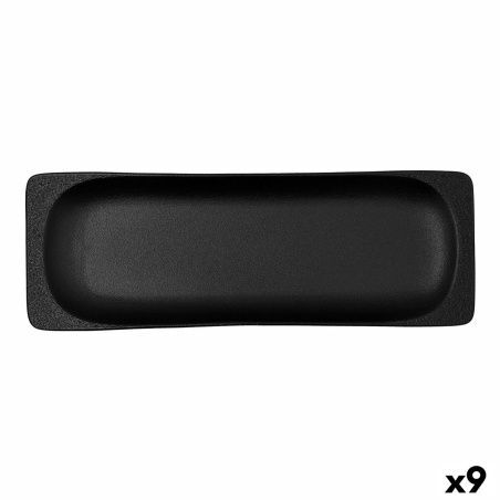 Snack tray Bidasoa Fosil Black Ceramic Aluminium Oxide 36 x 12,7 x 2,9 cm (9Units)