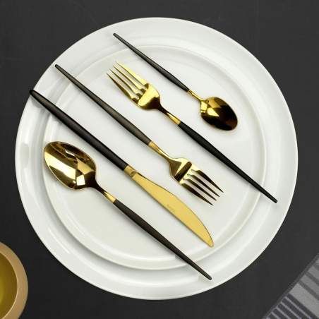 Fork Set Amefa Soprano Black Golden Metal Stainless steel 12 Units