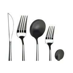 Cutlery DKD Home Decor Black Stainless steel 3 x 1,5 x 13 cm 20 Pieces