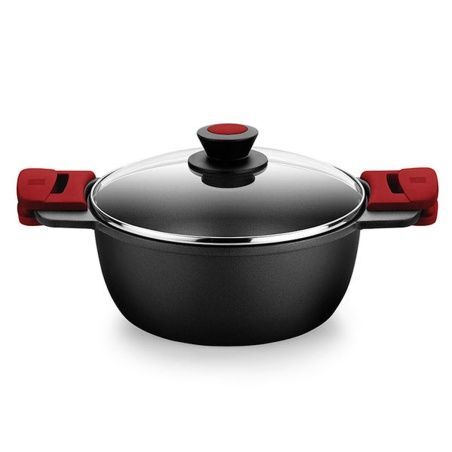 Casserole with glass lid BRA A410328 Black Red